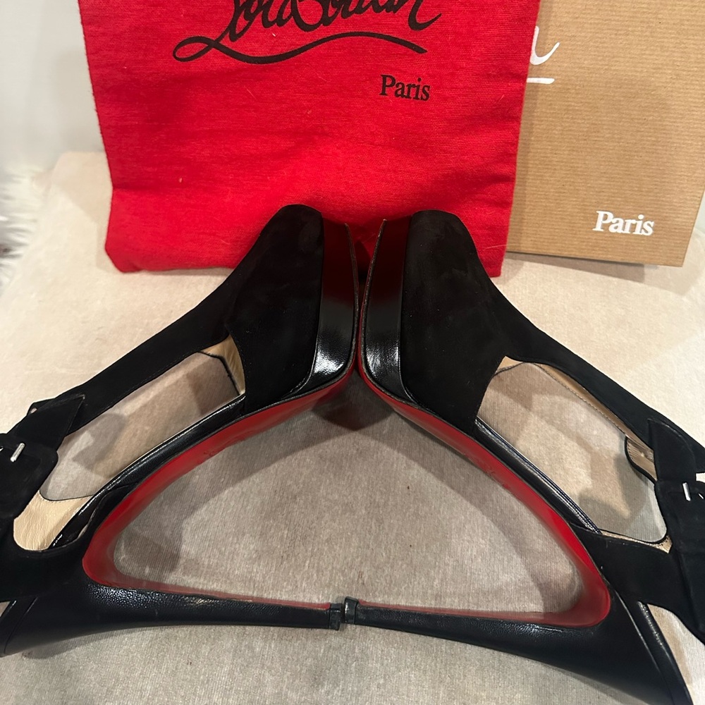 Christian Louboutin Black Suede Platform Heels - Picture 7 of 15